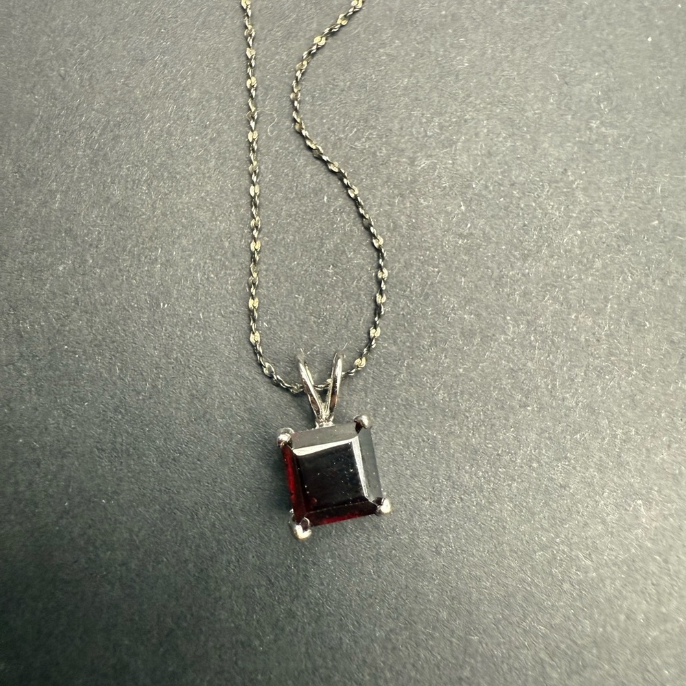 Sterling Silver and Garnet Pendant Necklace
